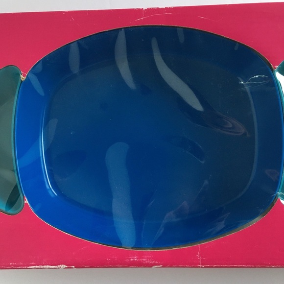 Pier 1 Dining Pier Fish Snack Dishes New Vintage Blue Aqua Plastic